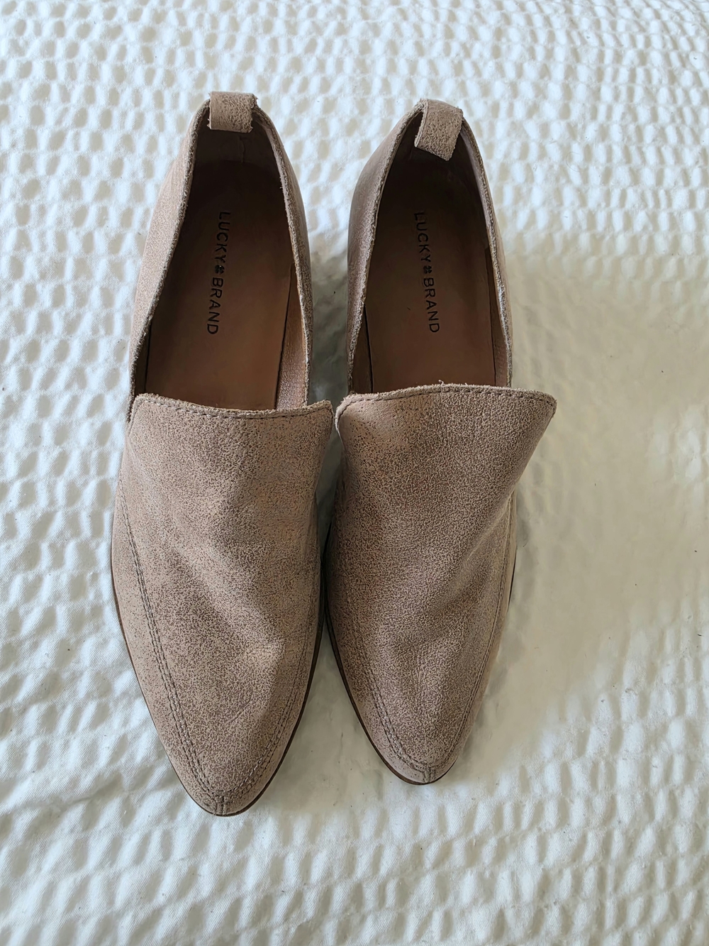 Lucky Brand Women's Taupe Suede Pointed Loafers